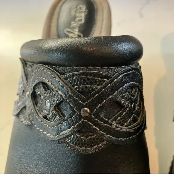 Euro Soft by Sofft Mule Heels Leather Slip On Shoes Black Clogs Womens Size 8 - Picture 8 of 13